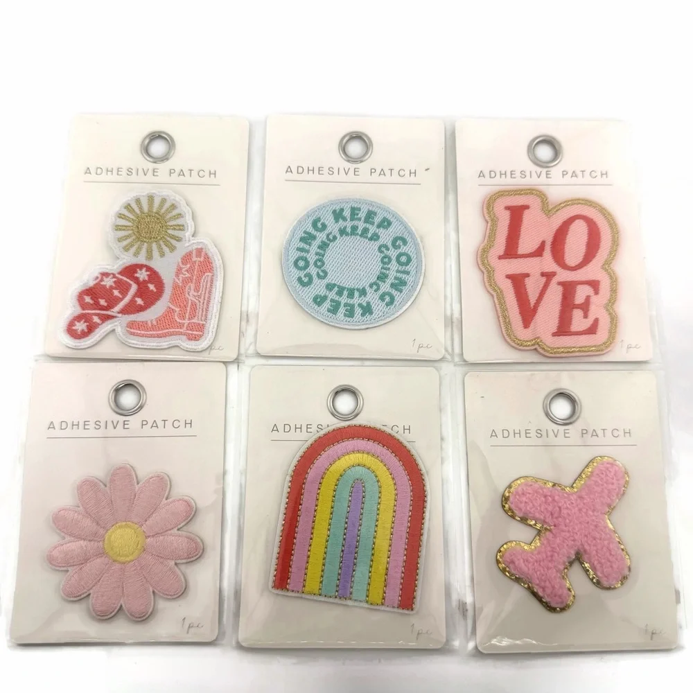 Pink Love Rainbow Western Adhesive Patches - Lot of 6
